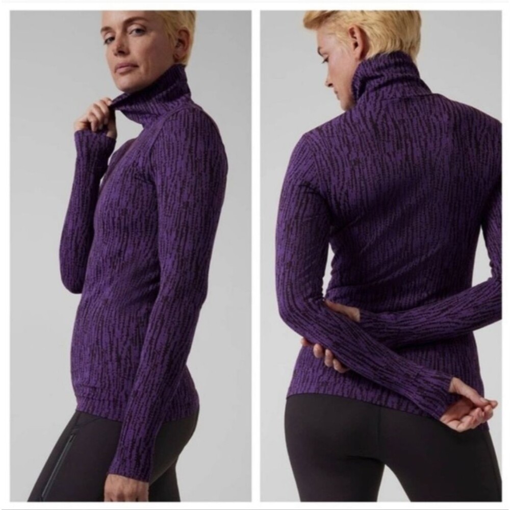 Athleta Flurry Elemental Turtleneck Purple Black sz L